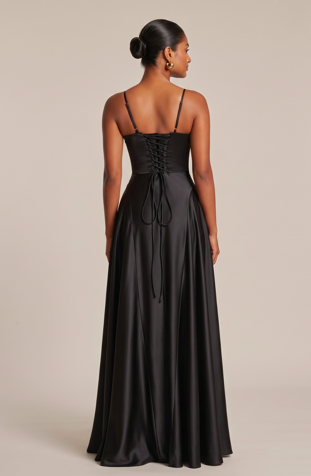 Celeste Satin Maxi Dress - Black