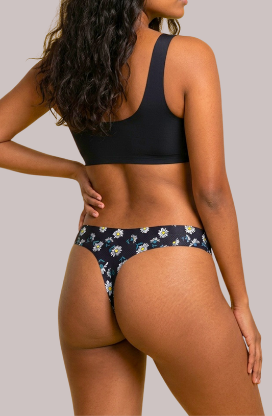 Low Rise Seamless Thong - Black