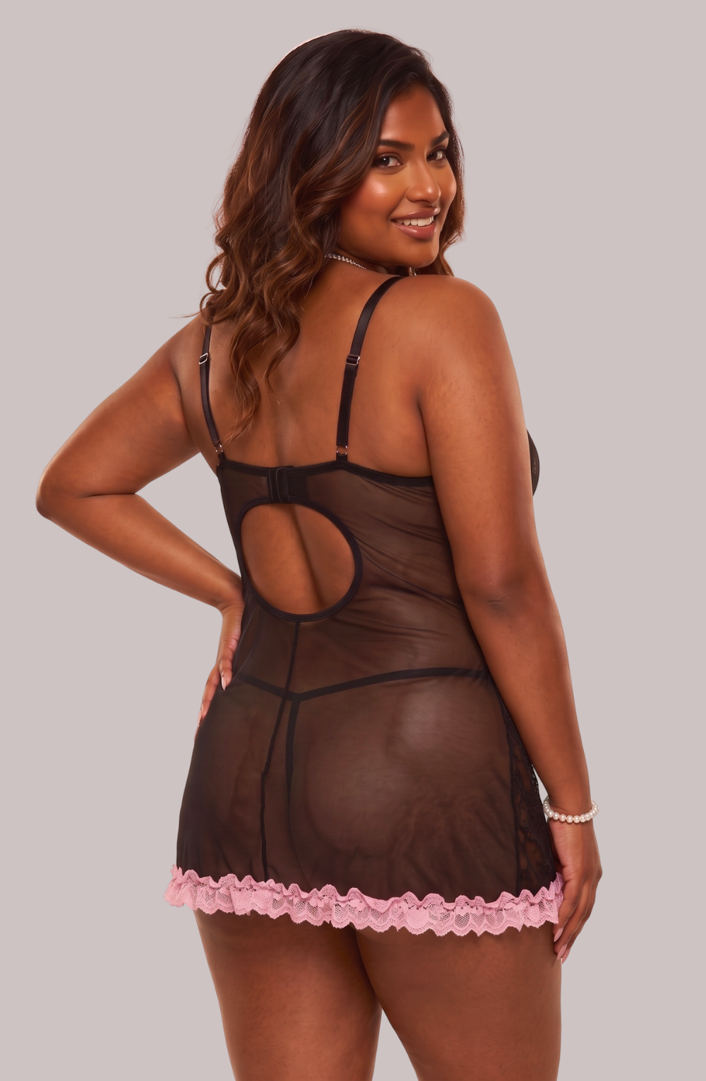 Love Veil Plus Lace Chemise Set
