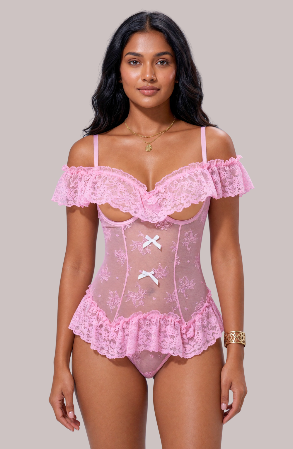 Petal Reverie Ruffle Lace Teddy