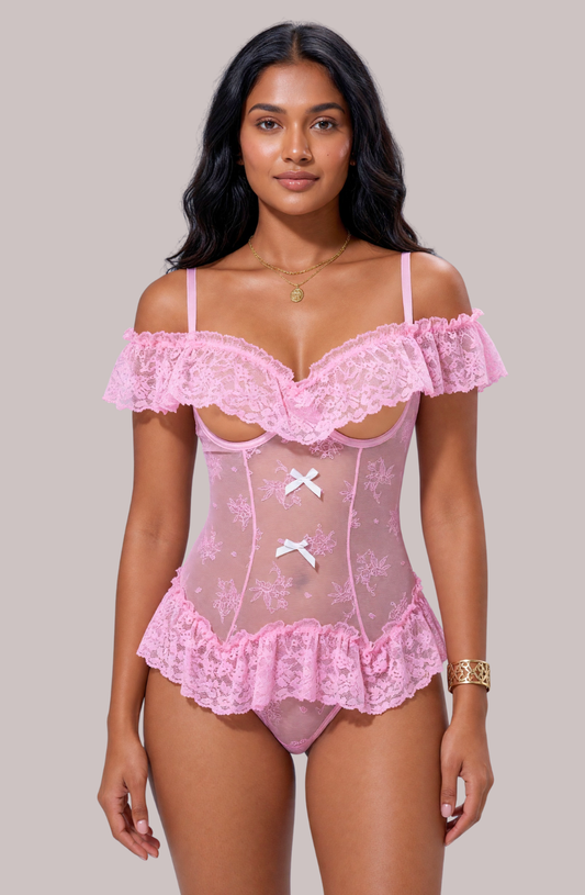 Petal Reverie Ruffle Lace Teddy