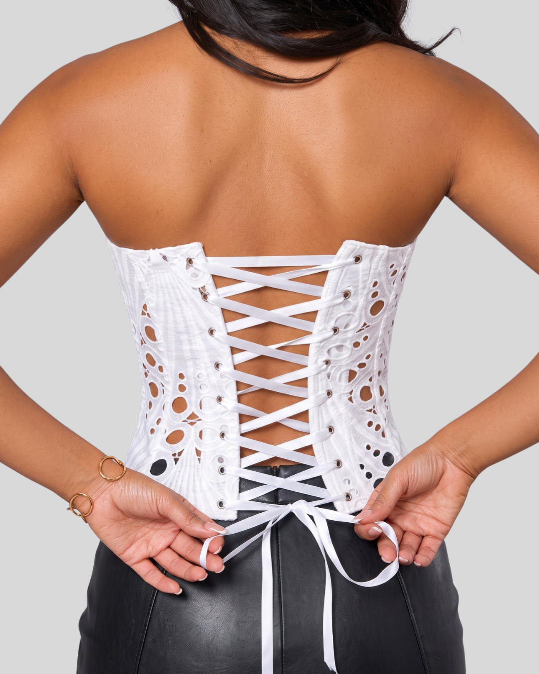 Mireille Strapless Lace Corset Top - White