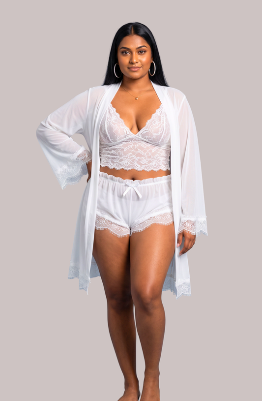 Serene Lace Lounge 3-Piece Sleepwear Set - Plus size