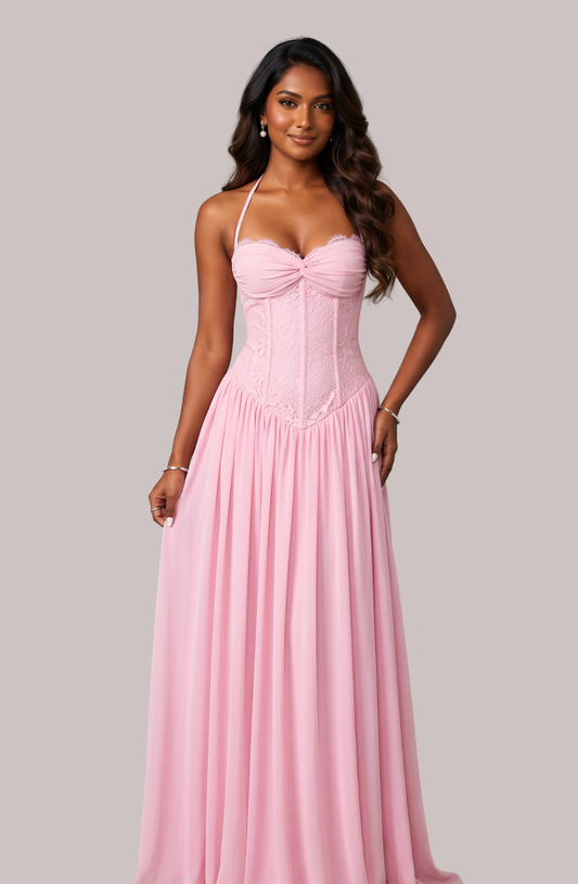 Love Story Lace-Bodice Maxi Dress