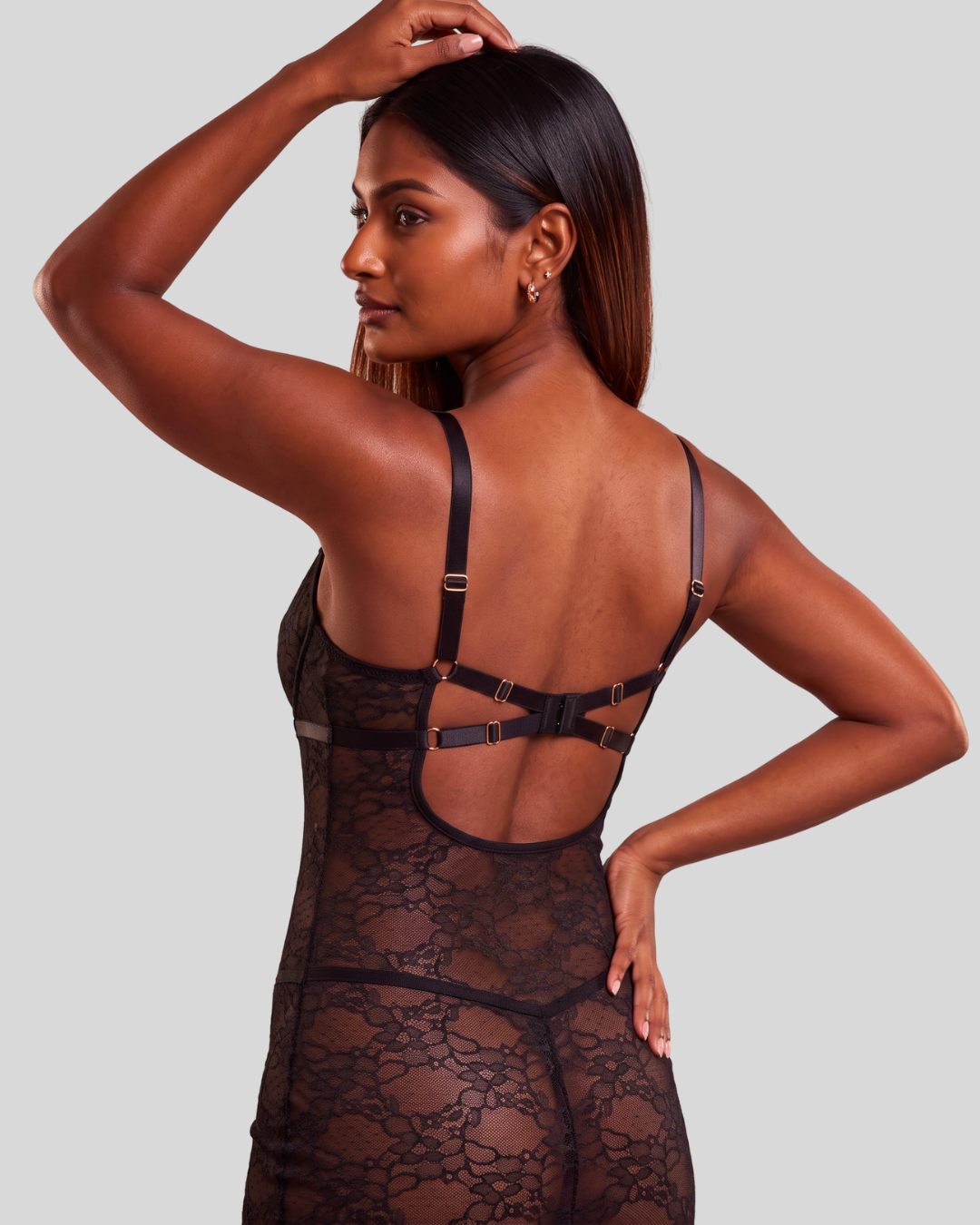 Luxe Veil Lace Mini Lingerie Dress