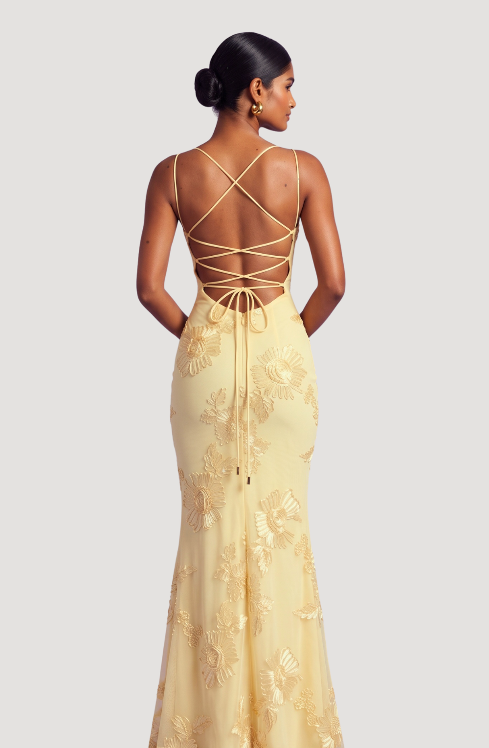 Sahara Petal-Detail Corset Maxi Dress - Yellow