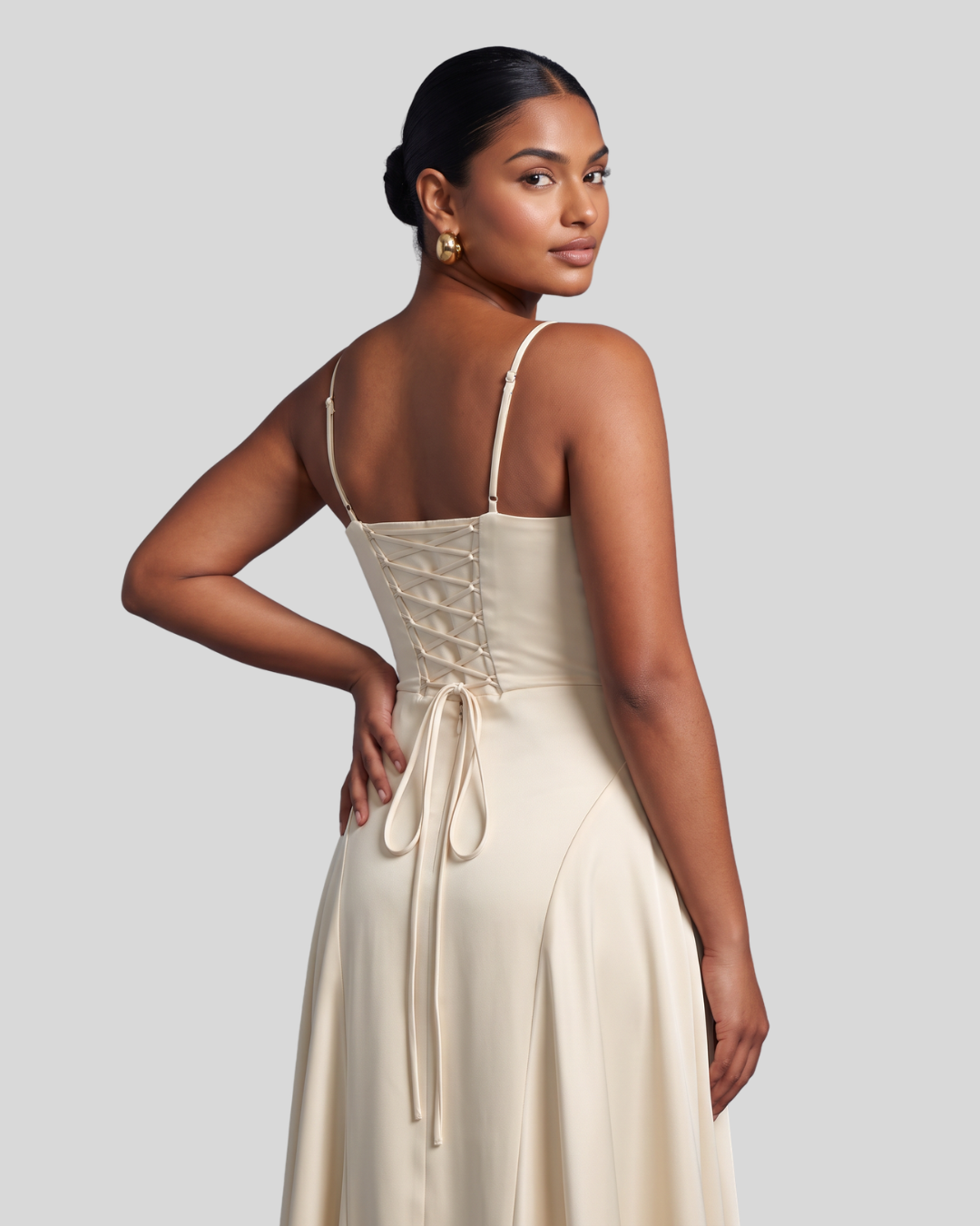 Celeste Satin Maxi Dress - Apricot