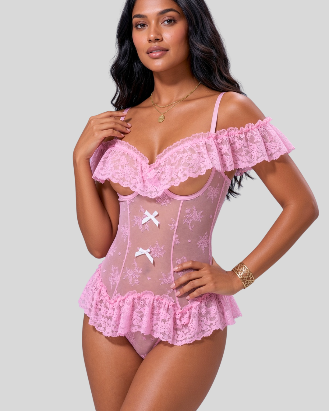 Petal Reverie Ruffle Lace Teddy