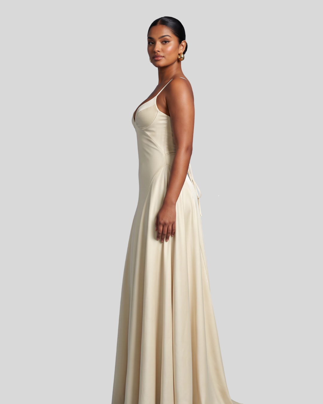 Celeste Satin Maxi Dress - Apricot
