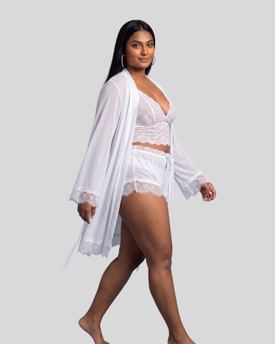 Serene Lace Lounge 3-Piece Sleepwear Set - Plus size