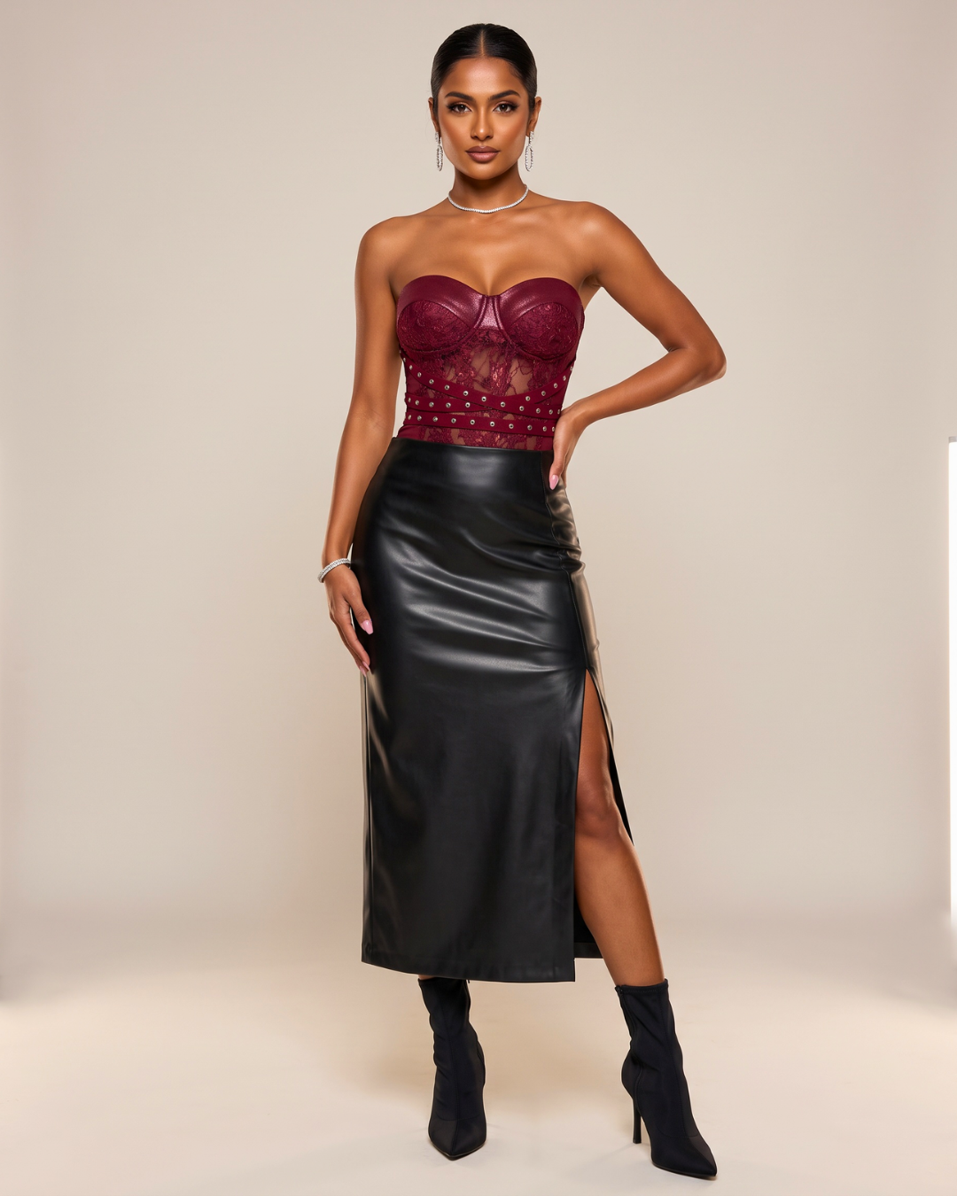 Late Night Sculpt Midi Skirt