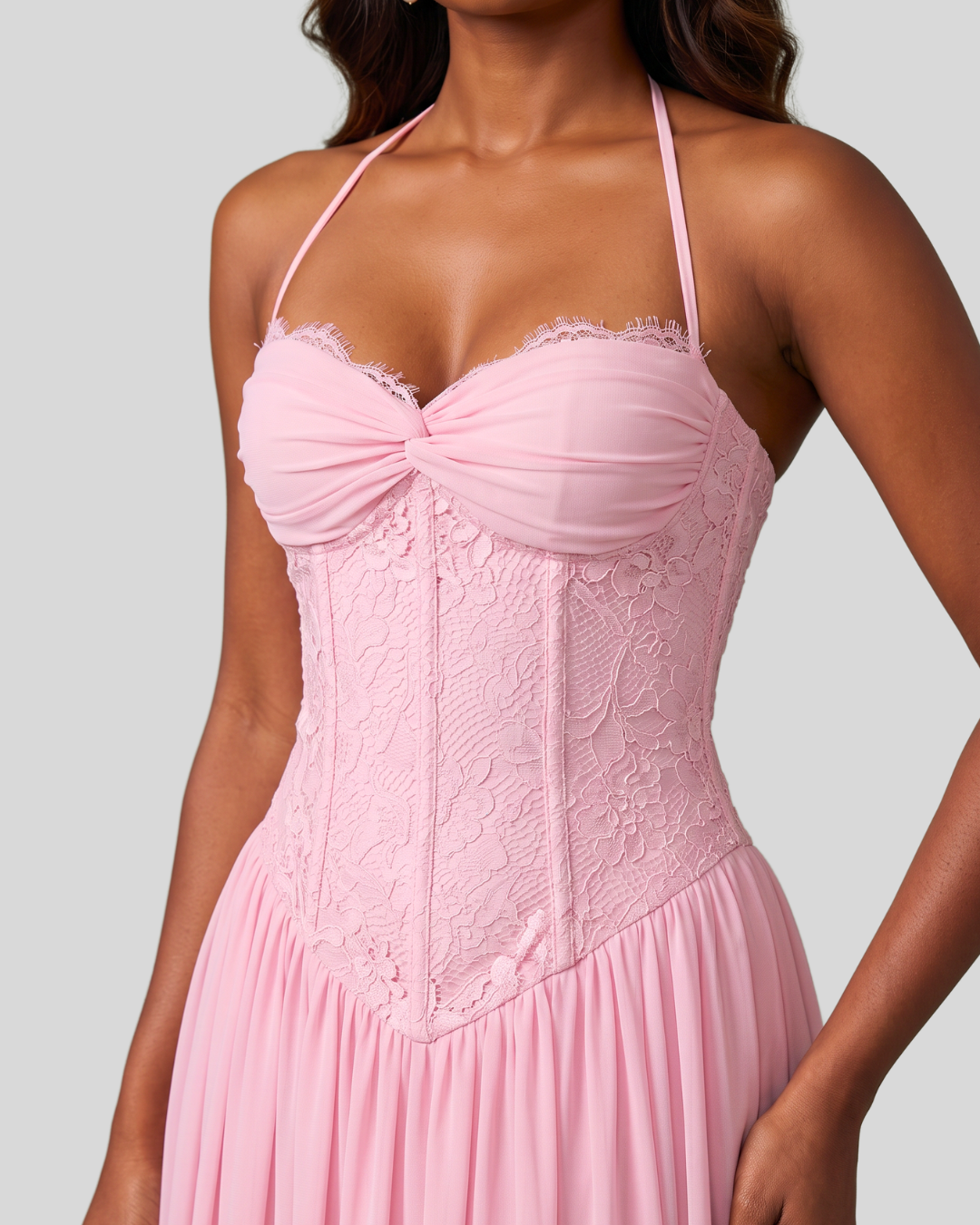 Love Story Lace-Bodice Maxi Dress