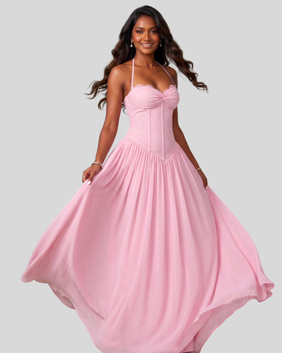 Love Story Lace-Bodice Maxi Dress