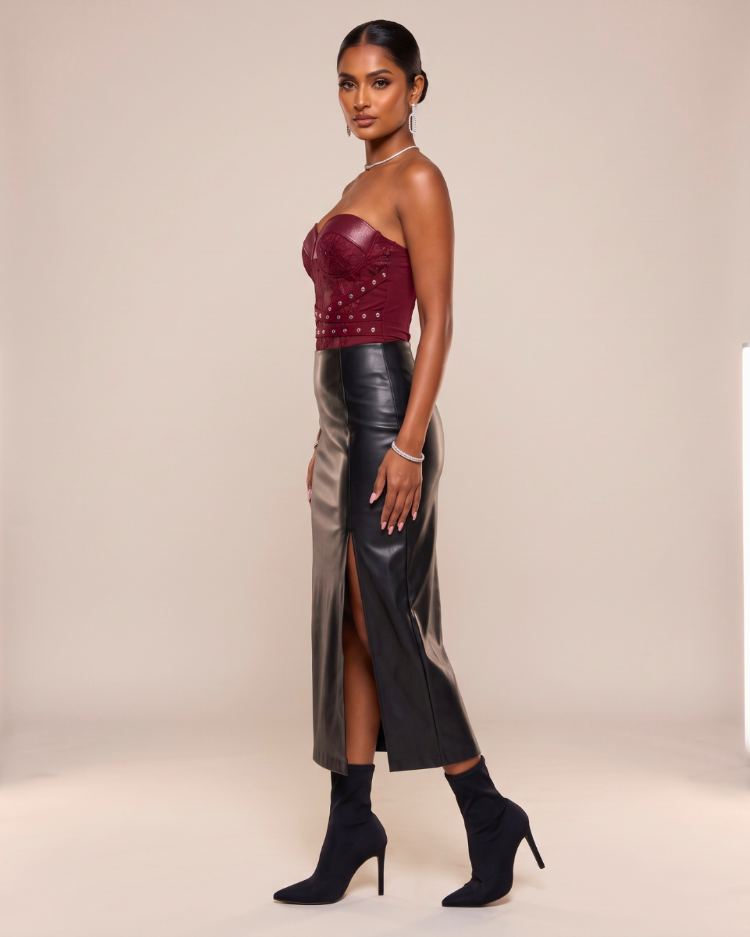 Late Night Sculpt Midi Skirt