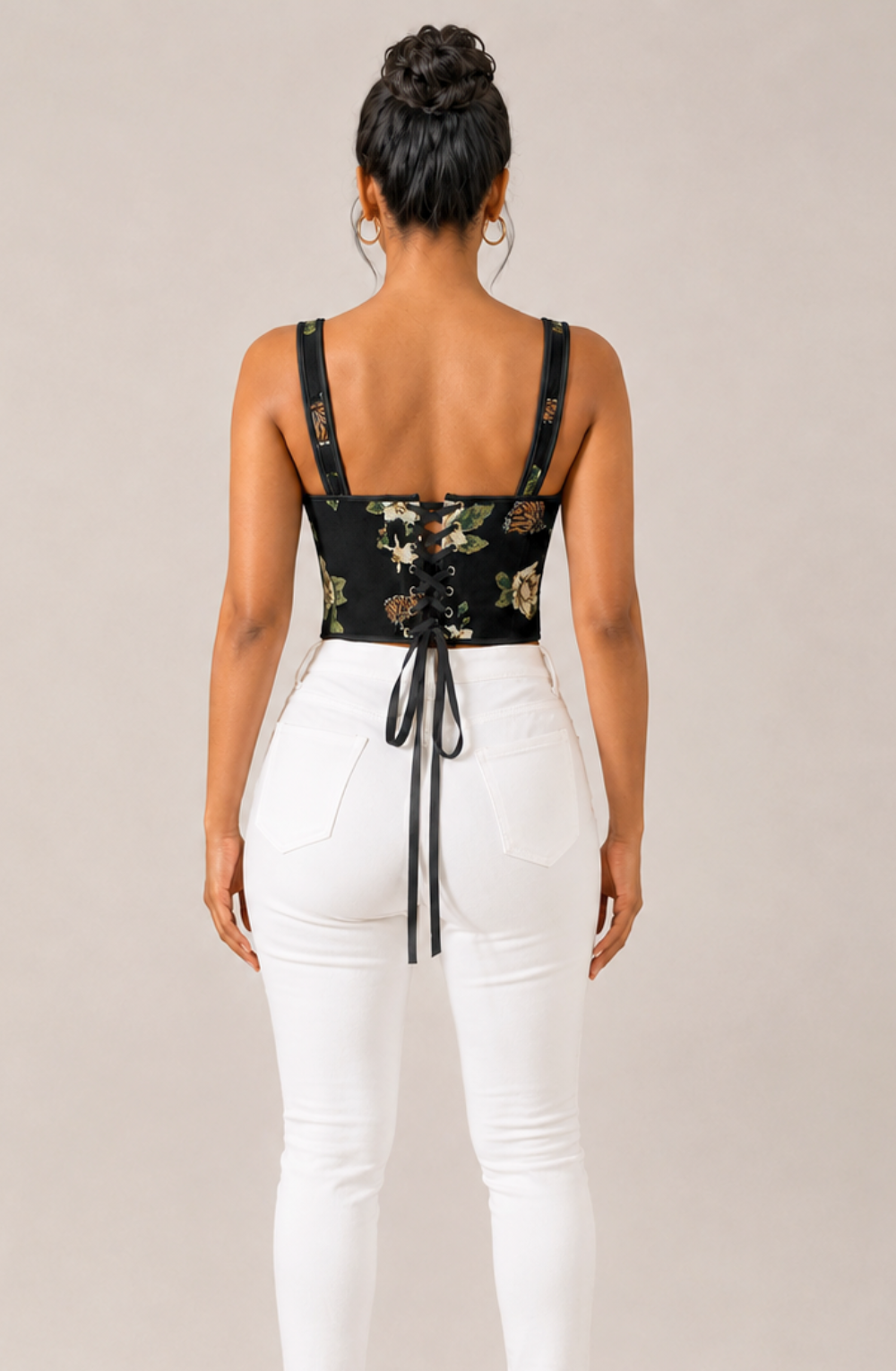 Amélie Floral Corset Top - Black