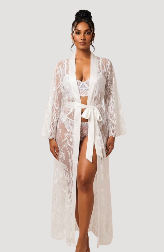 Amira Sheer Lace Robe