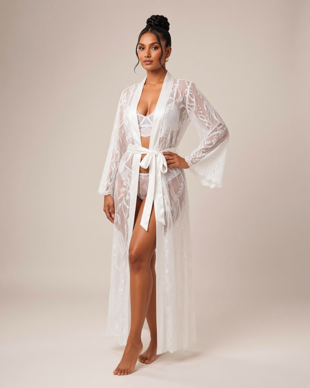 Amira Sheer Lace Robe