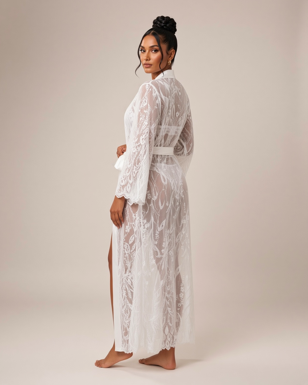 Amira Sheer Lace Robe