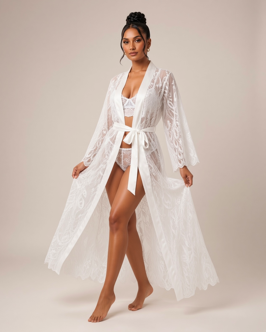 Amira Sheer Lace Robe