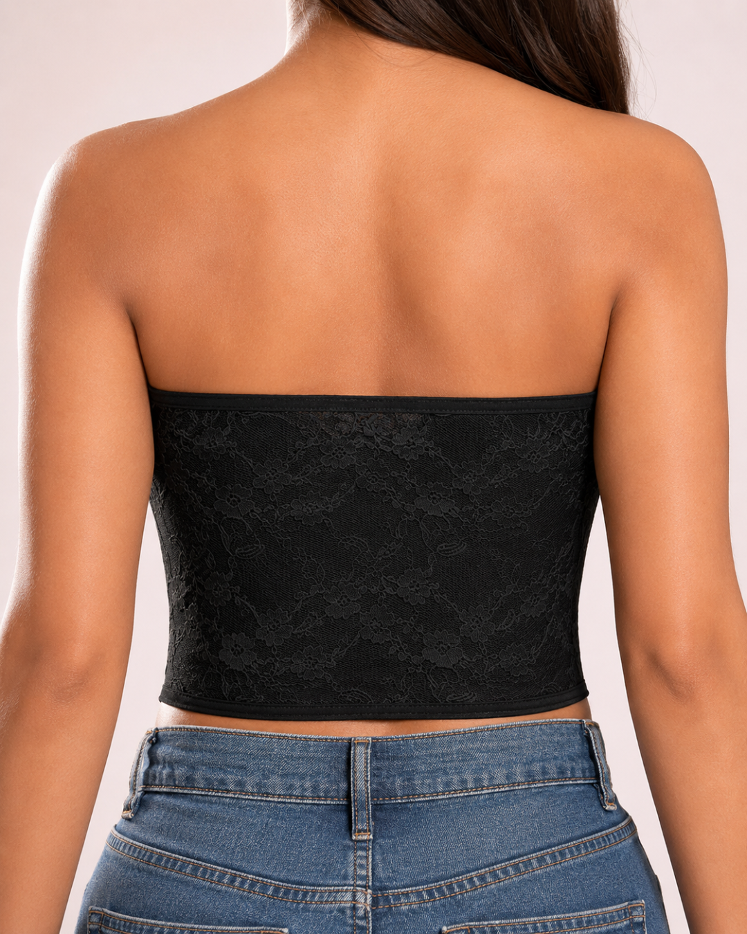 Anais Ribbon-Lace Bustier Top