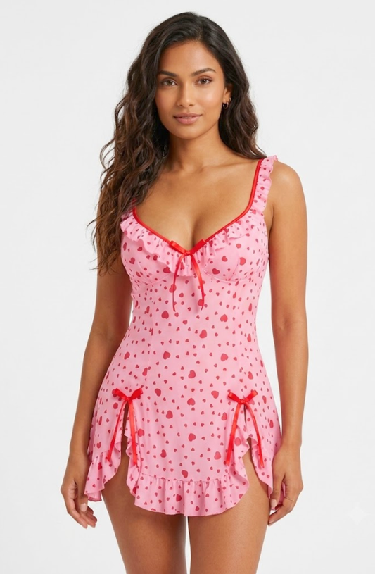 Amour Belle Ruffle Babydoll Dress