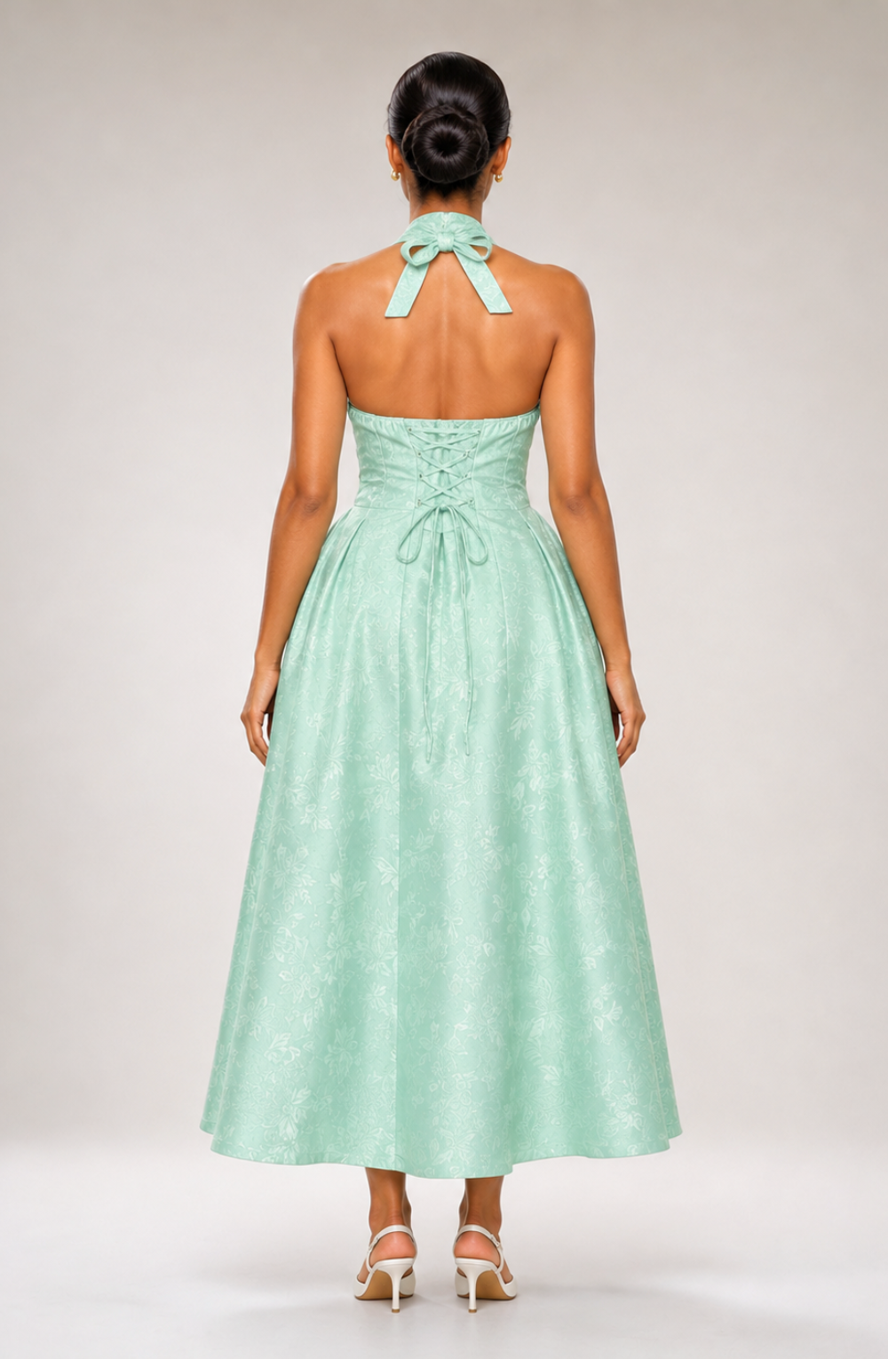 Ariella Sculpted Flare Midi Dress - Mint Green