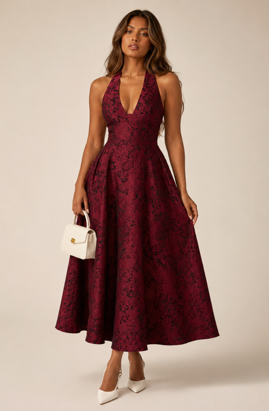Ariella Sculpted Flare Midi Dress