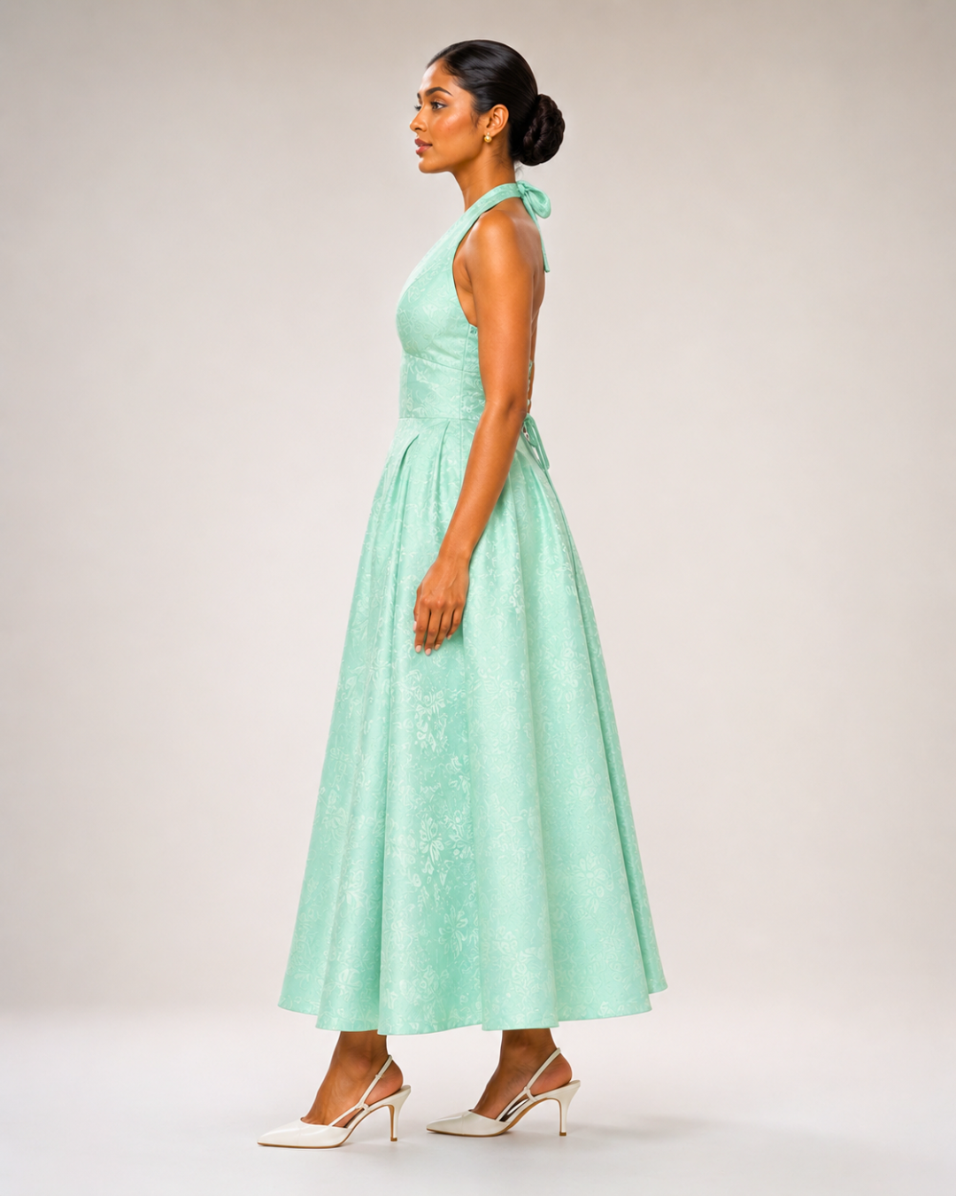 Ariella Sculpted Flare Midi Dress - Mint Green