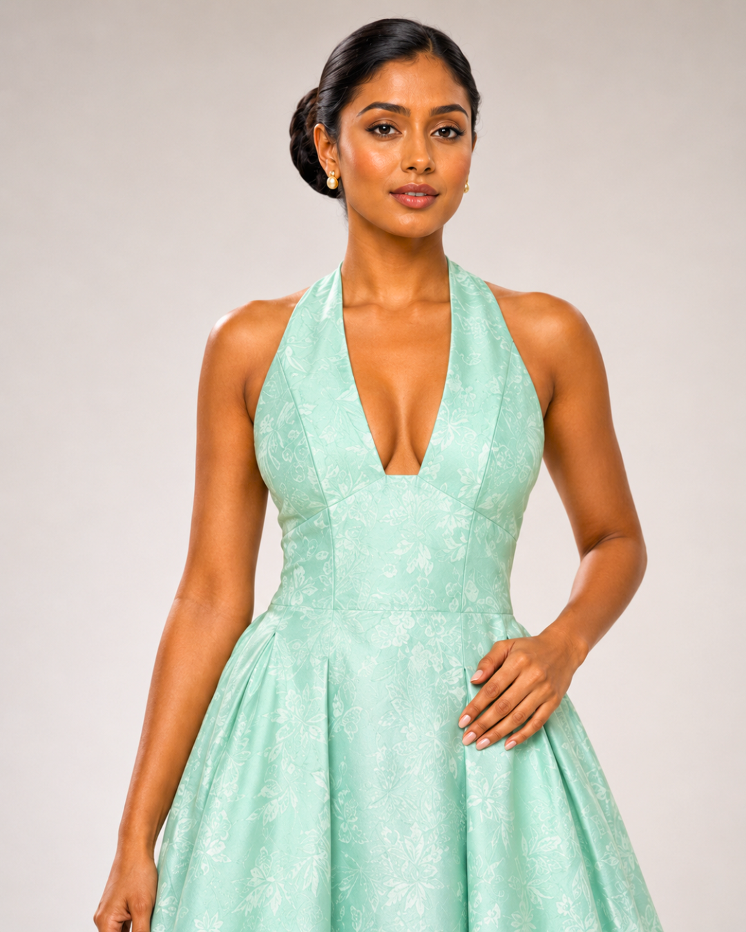Ariella Sculpted Flare Midi Dress - Mint Green