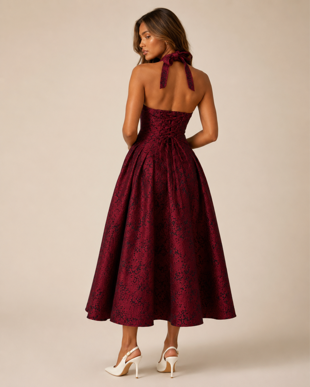 Ariella Sculpted Flare Midi Dress