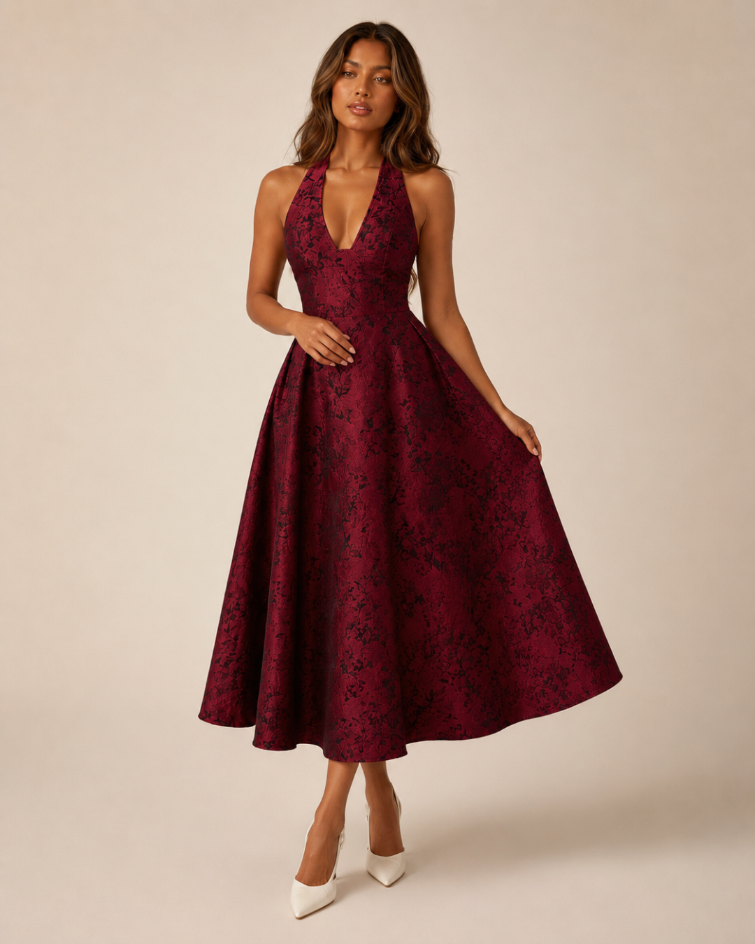 Ariella Sculpted Flare Midi Dress