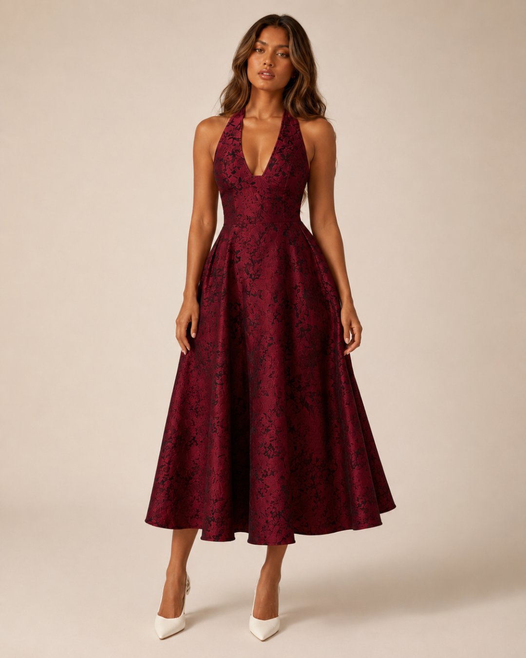 Ariella Sculpted Flare Midi Dress