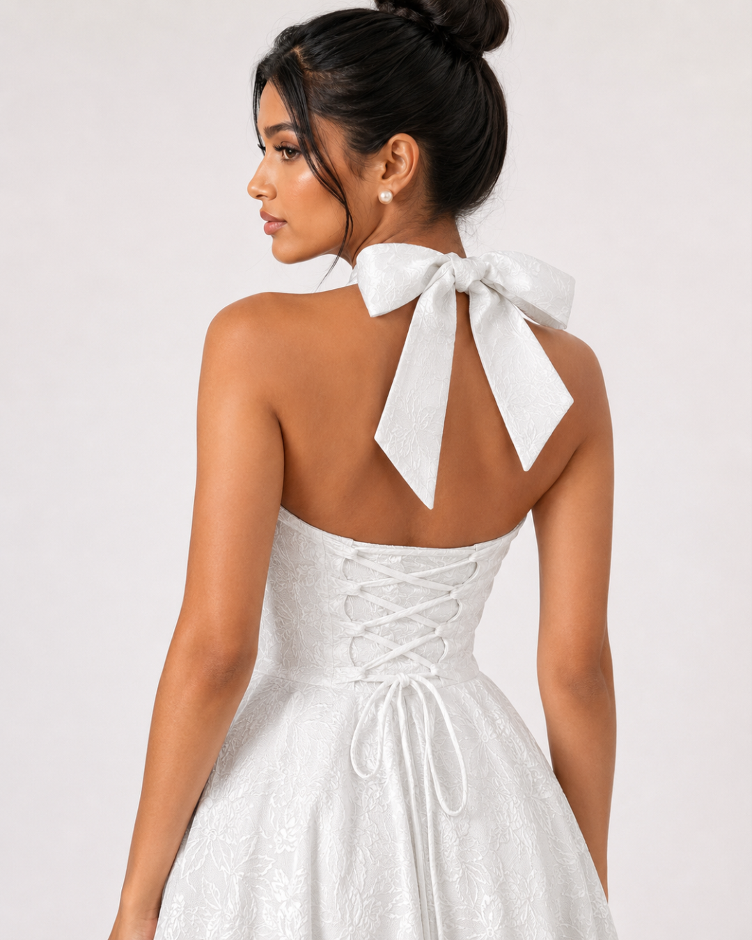 Ariella Sculpted Flare Midi Dress - White
