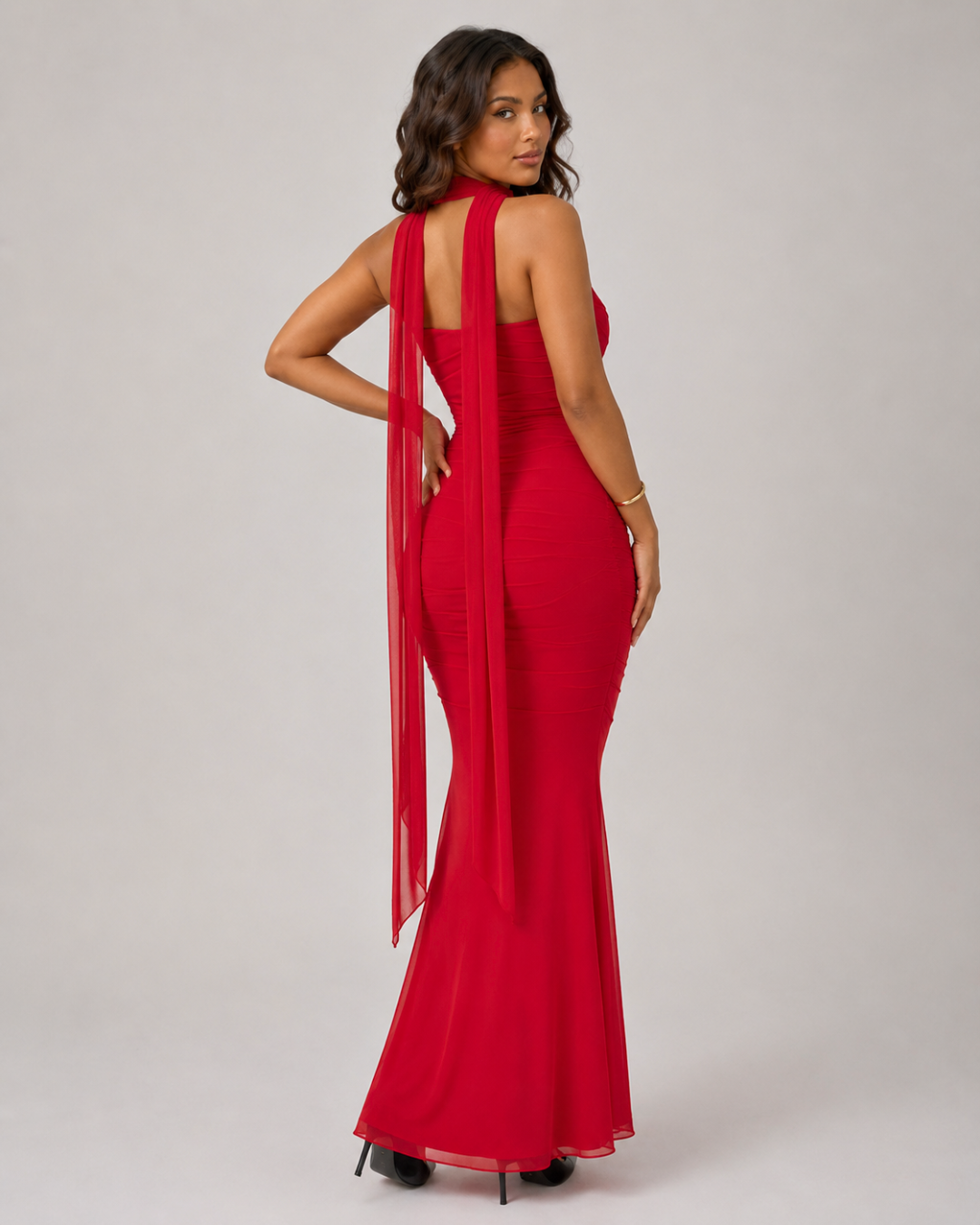Aura Ruched Two Piece Corset Maxi Dress
