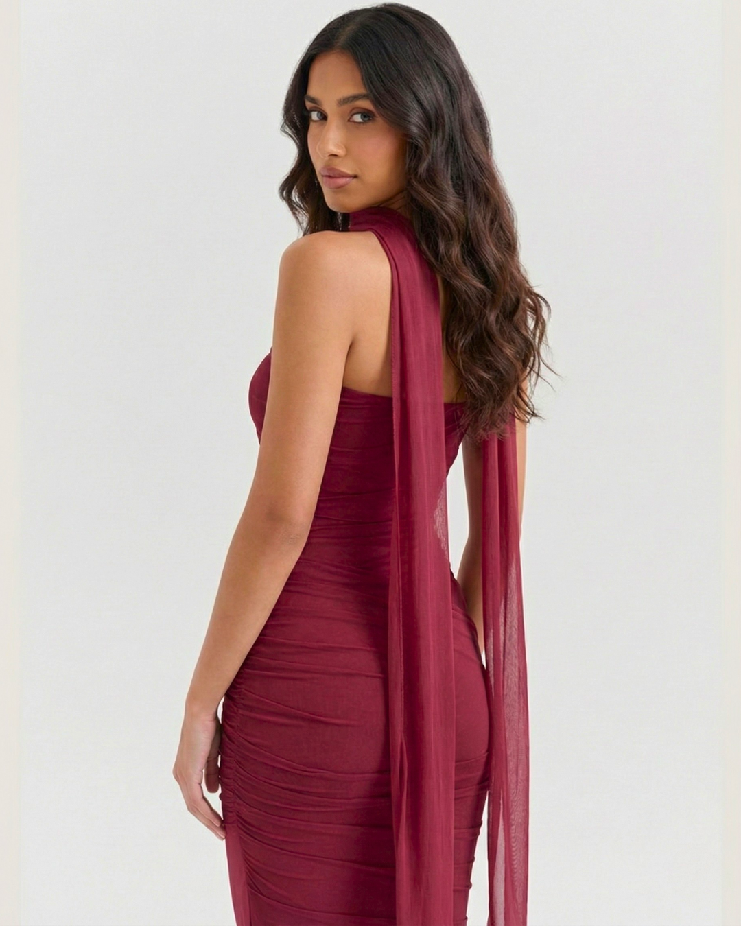 Aura Ruched Two Piece Corset Maxi Dress