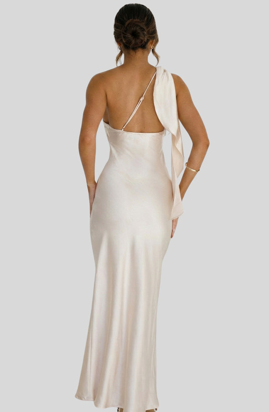 Aurelia One-Shoulder Satin Column Dress