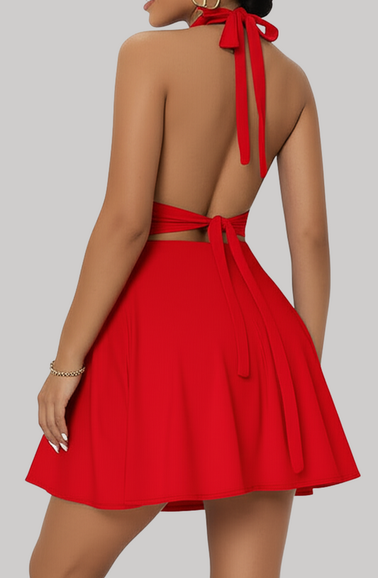 Bare Halo V-Neck Mini Dress