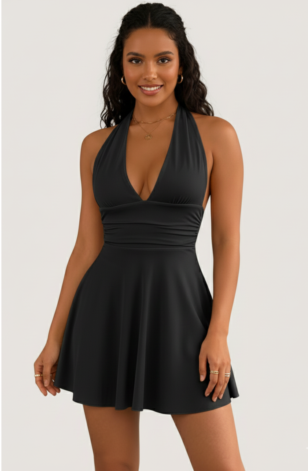 Bare Halo V-Neck Mini Dress