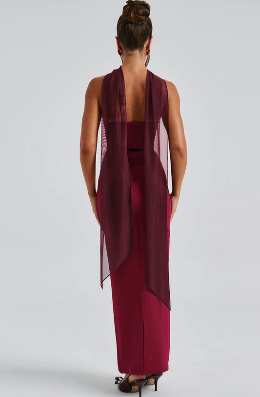 Bordeaux Muse Strapless Column Dress