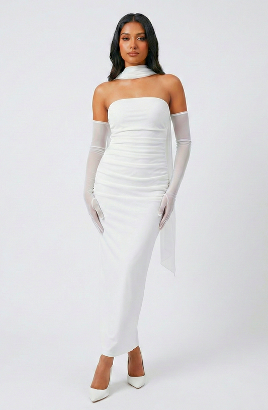 Bordeaux Muse Strapless Column Dress