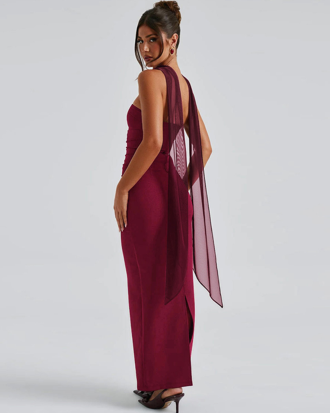 Bordeaux Muse Strapless Column Dress