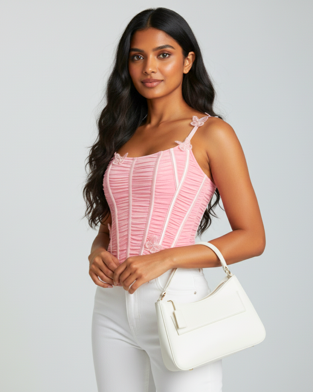 Butterfly Bloom Ruched Corset Top