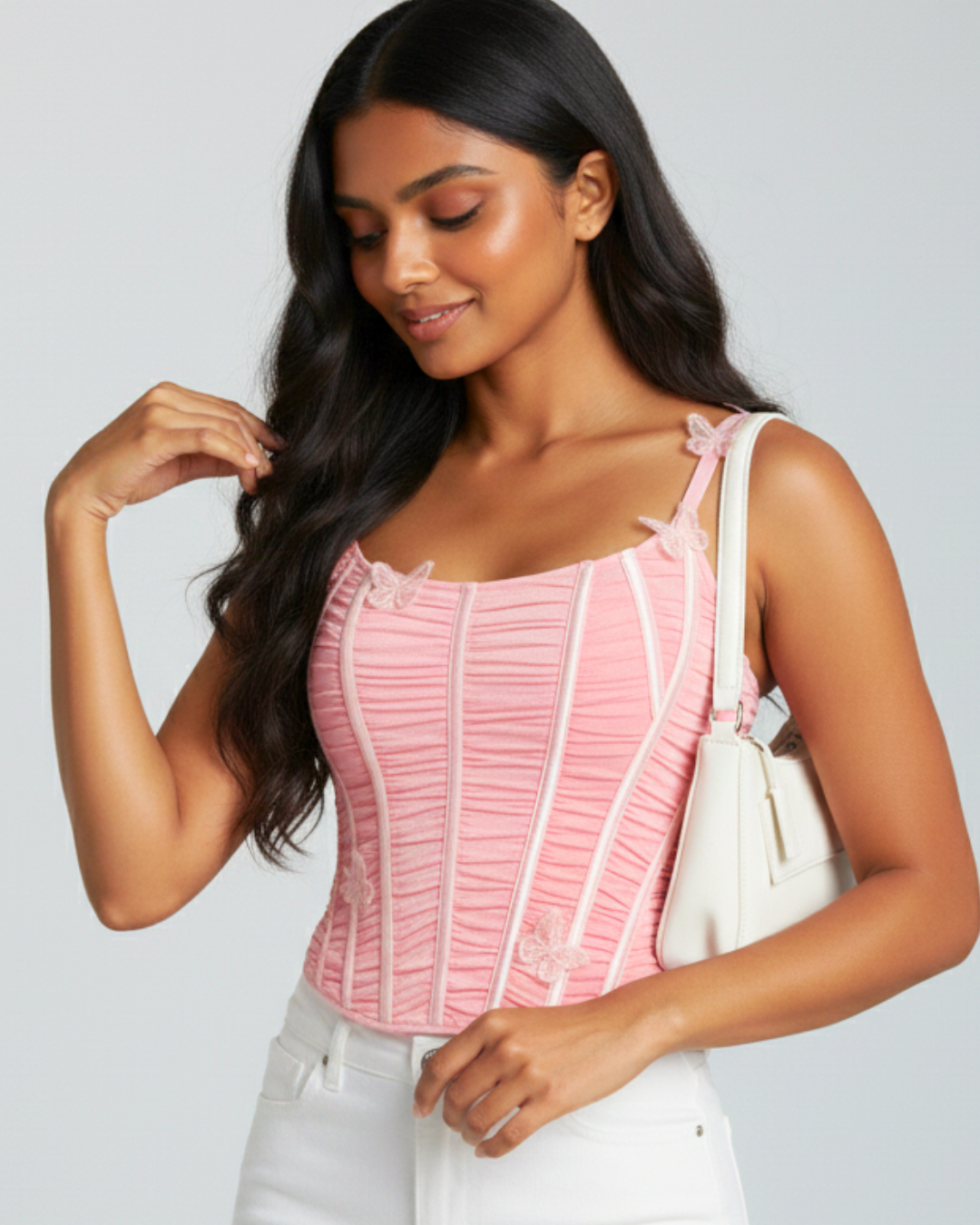 Butterfly Bloom Ruched Corset Top