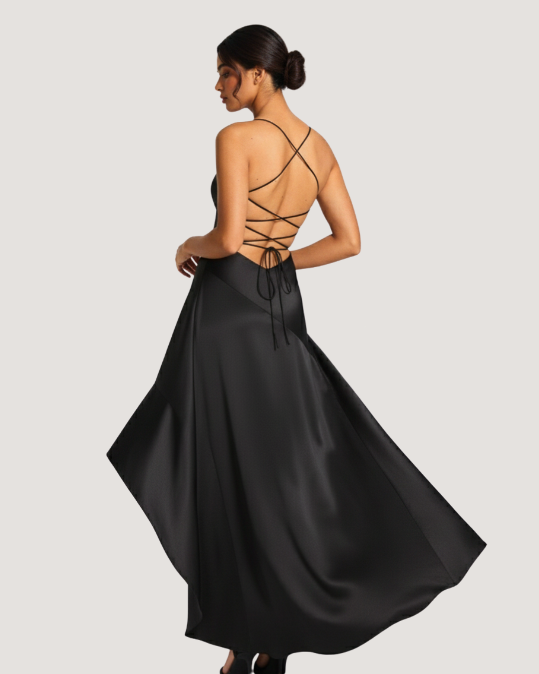 Cascade Muse Draped Slit Evening Dress