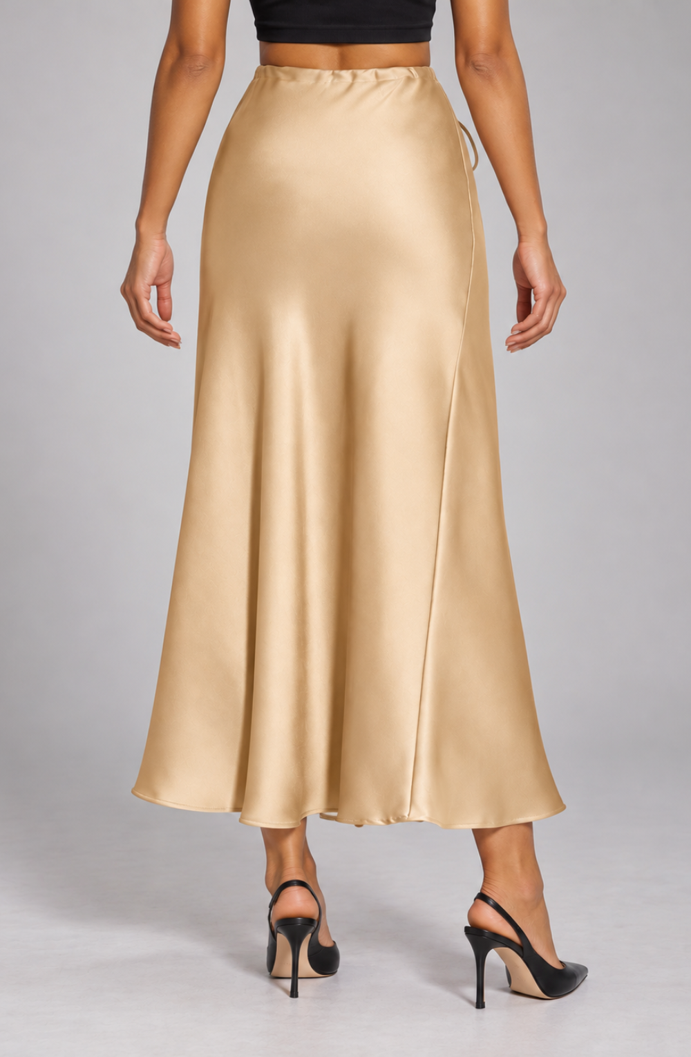 Celeste Tie-Waist Satin Skirt