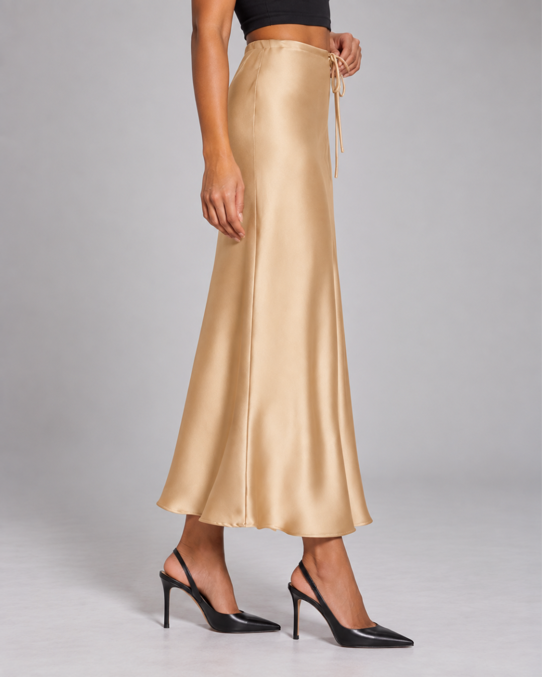 Celeste Tie-Waist Satin Skirt
