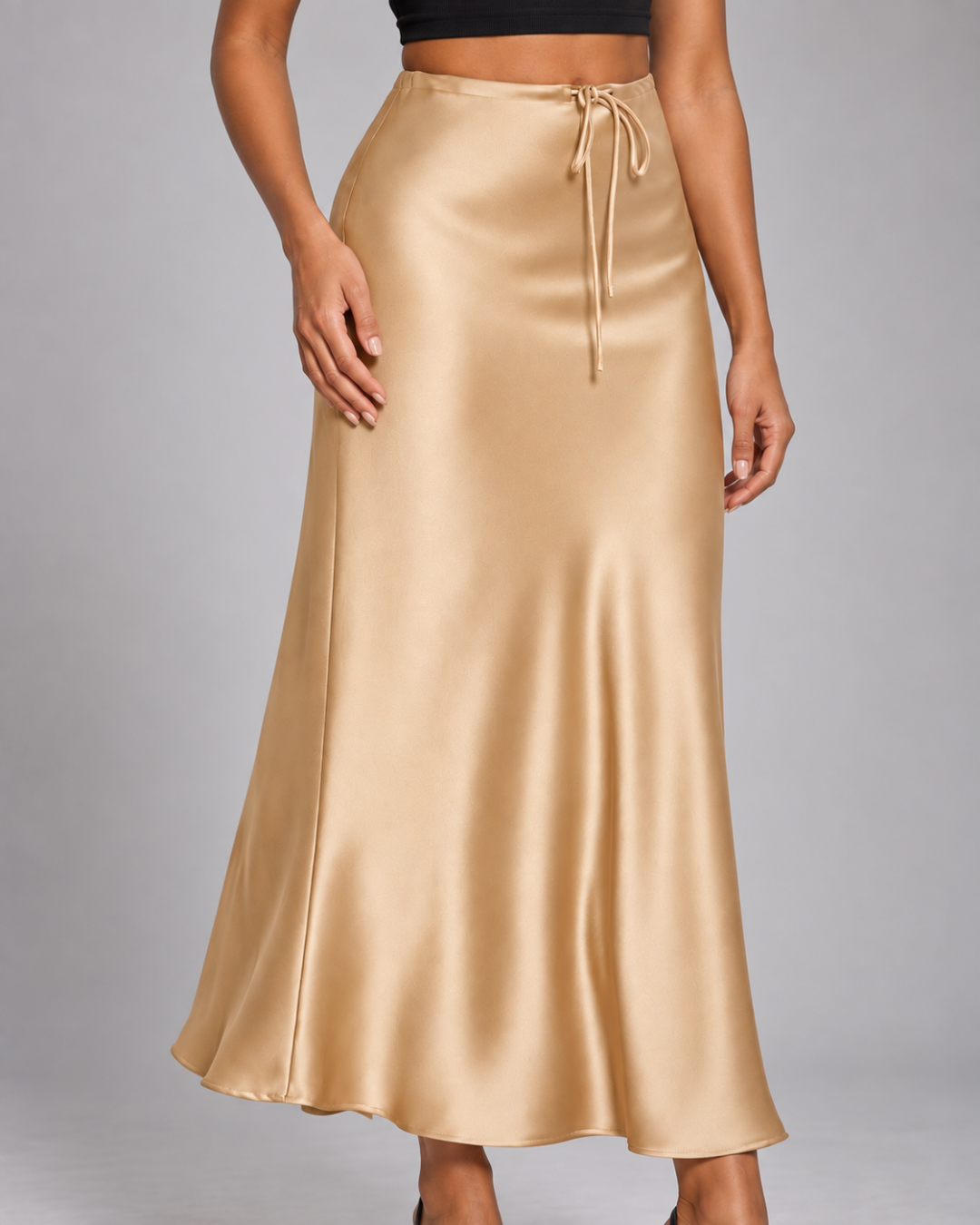 Celeste Tie-Waist Satin Skirt