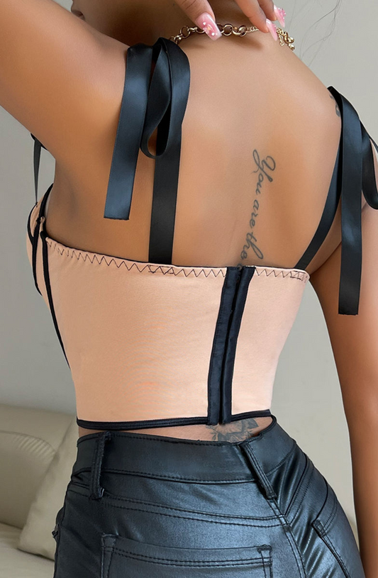 Chic Lace-Up Backless Corset Top