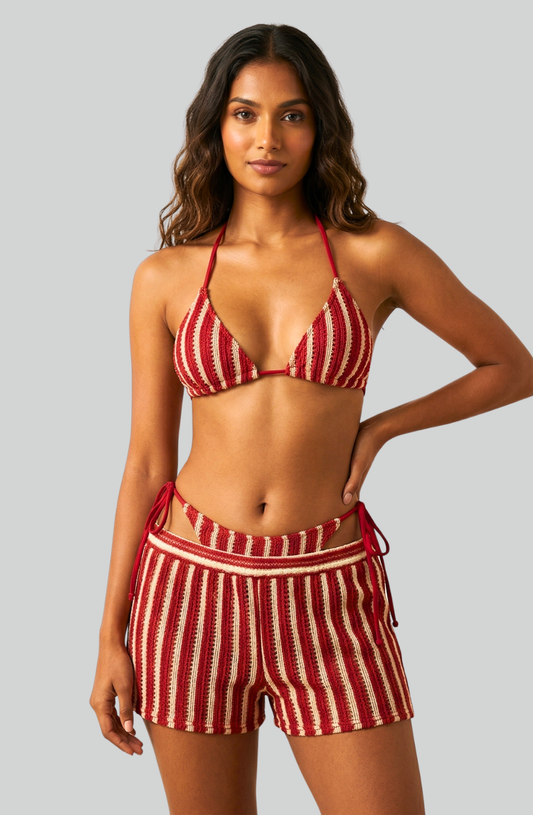 Coastline Stripe 3-Piece Bikini Set