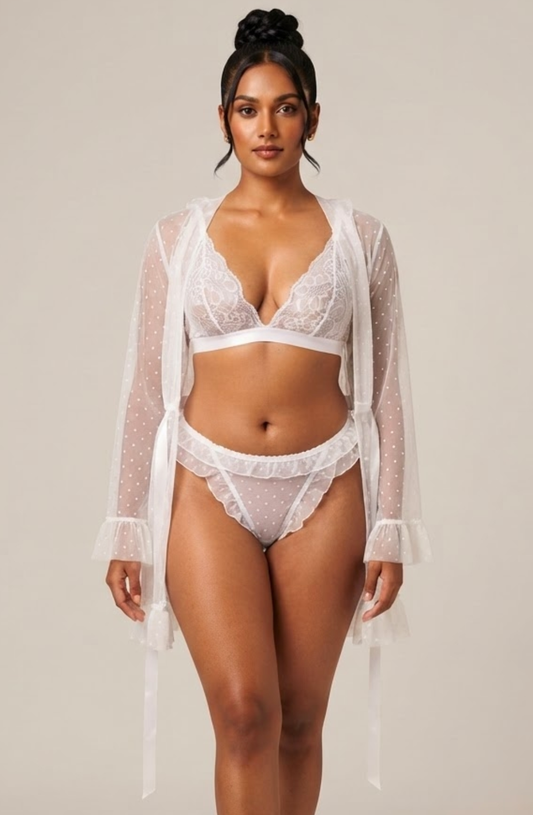 Dottie Desire Robe & Lace Set - White